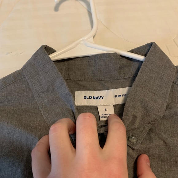 Old Navy Solid Gray Button Down for Men - Picture 2 of 2